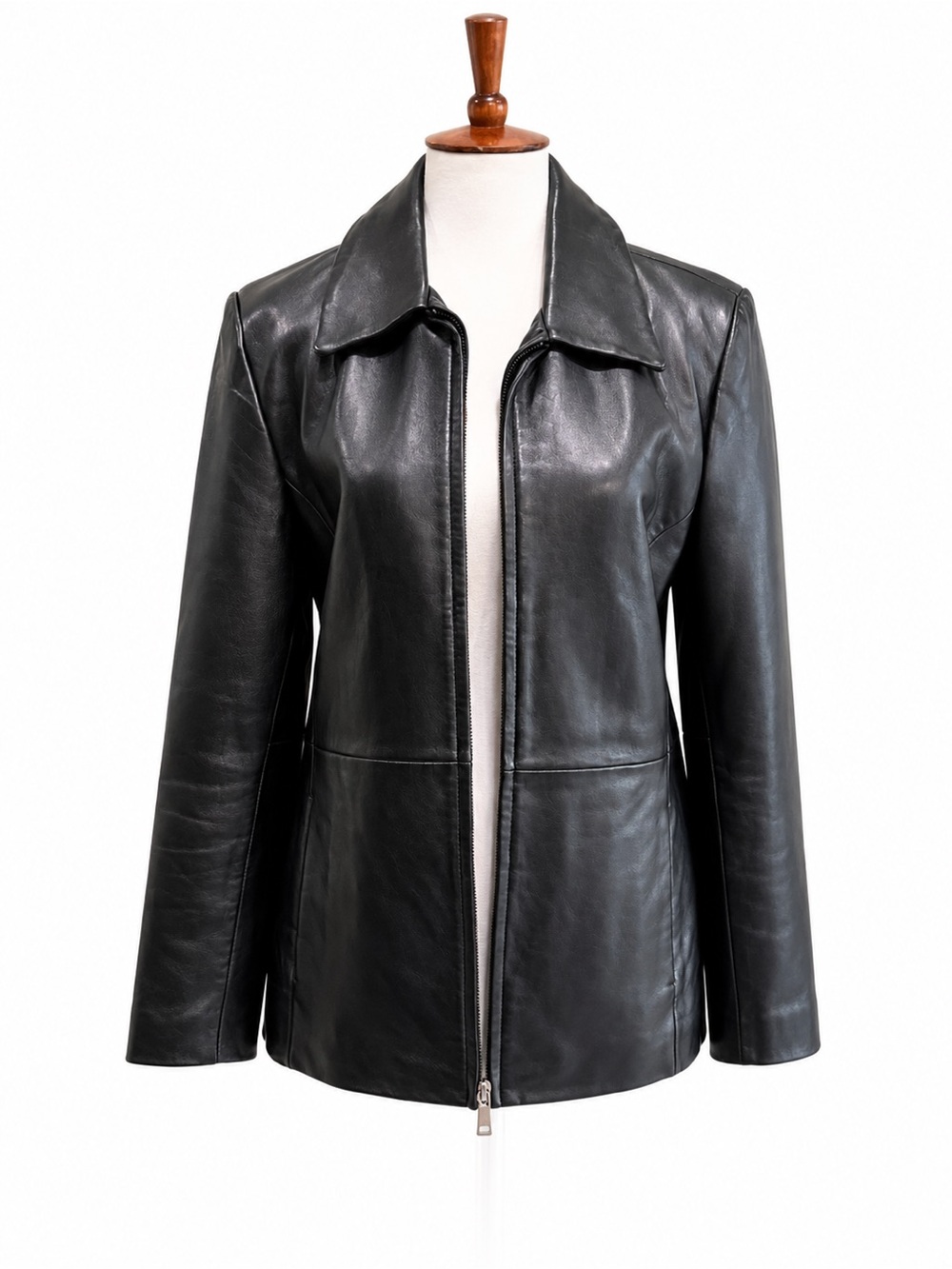 JLC New York Outerwear Women's Black Leather Zip-Front Jacket M